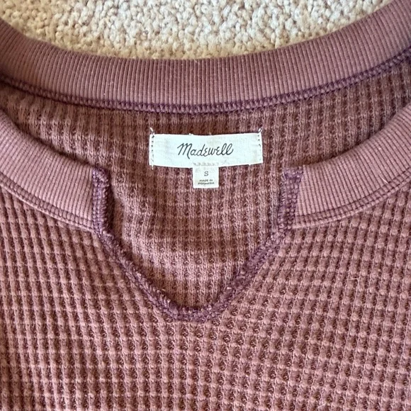 Madewell Waffle-Knit Crew Sweaters in Cream & Brown - Picture 3 of 3